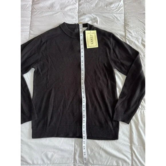 New Jenni Kayne Women's Size Large Fisherman Sweater Black Soft Casual Crewneck - Picture 2 of 8